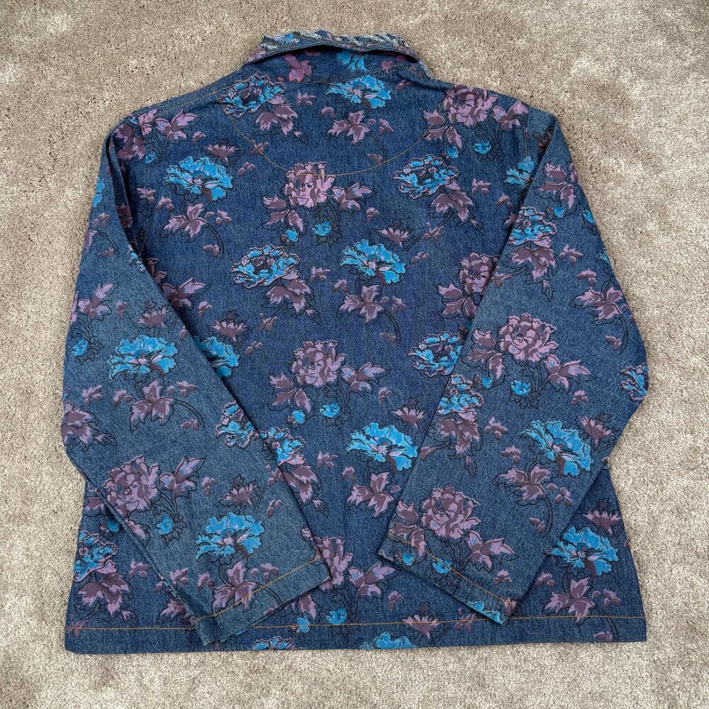 Vintage Tantrums Size L Blue Purple Floral Patchwork Jacket 90s Boho Artsy - Picture 3 of 4